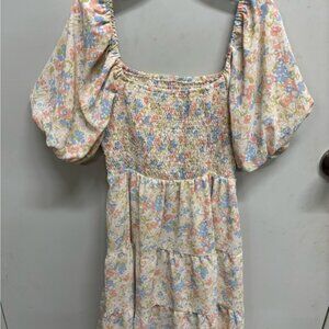 SHEIN Multicolor Floral Puff Sleeve Dress